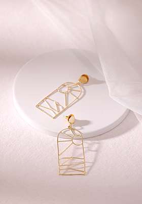 Gold Finish Abstract Dangler Earrings