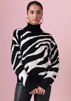 Black And White Zebra Print Jumper