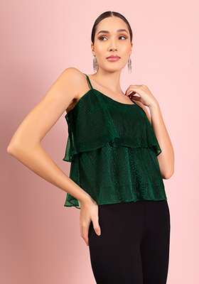 Green Layered Strappy Top
